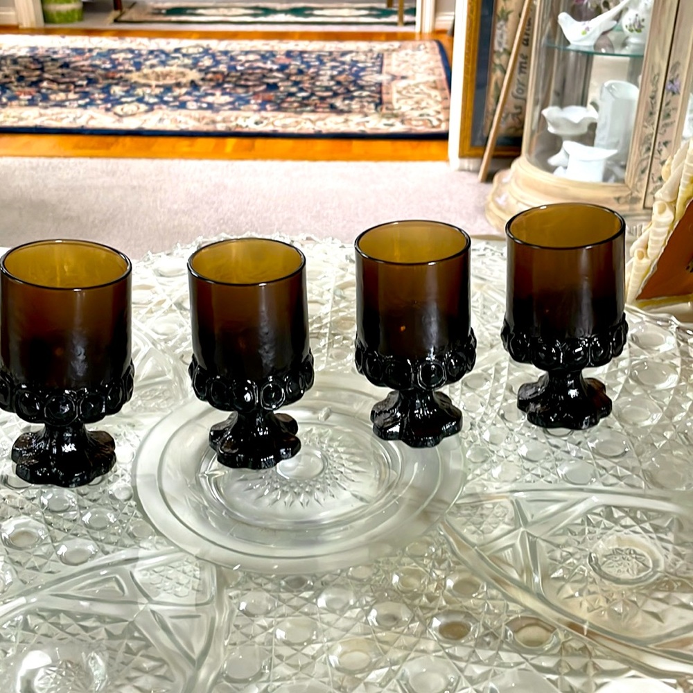 Franciscan Vintage Tiffin Madeira Smokey Brown Wine Goblets